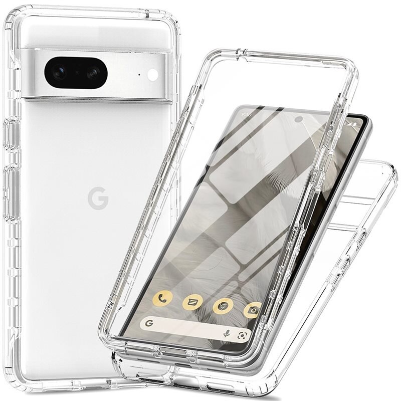 Google Pixel 7 Full Protection Hoesje Transparant - Volledig dekkend hoesje met gehard glazen schermbescherming
