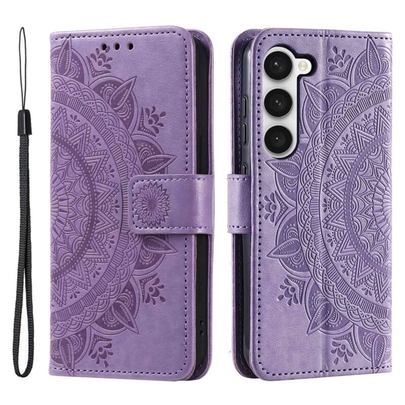 Samsung Galaxy S23 Plus Leren Mandalahoesje paars - Hoesje met cameragat en uitschuifbare standaard