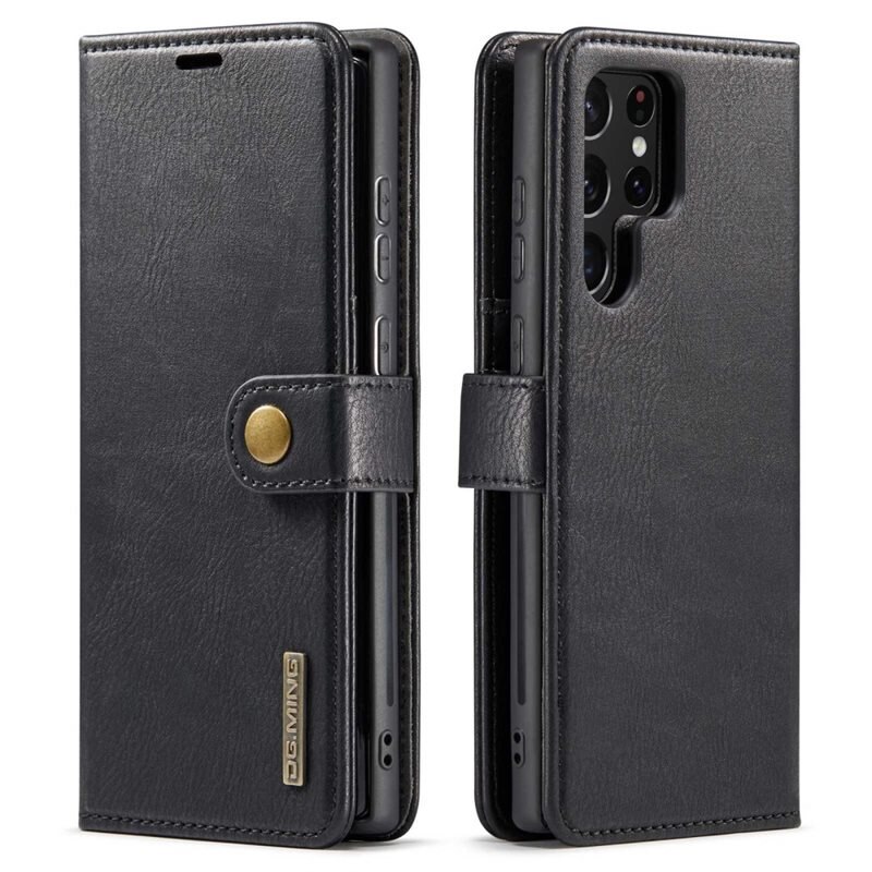 DG.MING Magnet Wallet Samsung Galaxy S23 Ultra Black - Stijlvol lederen boekhoesje met afneembaar magnetisch binnenhoesje