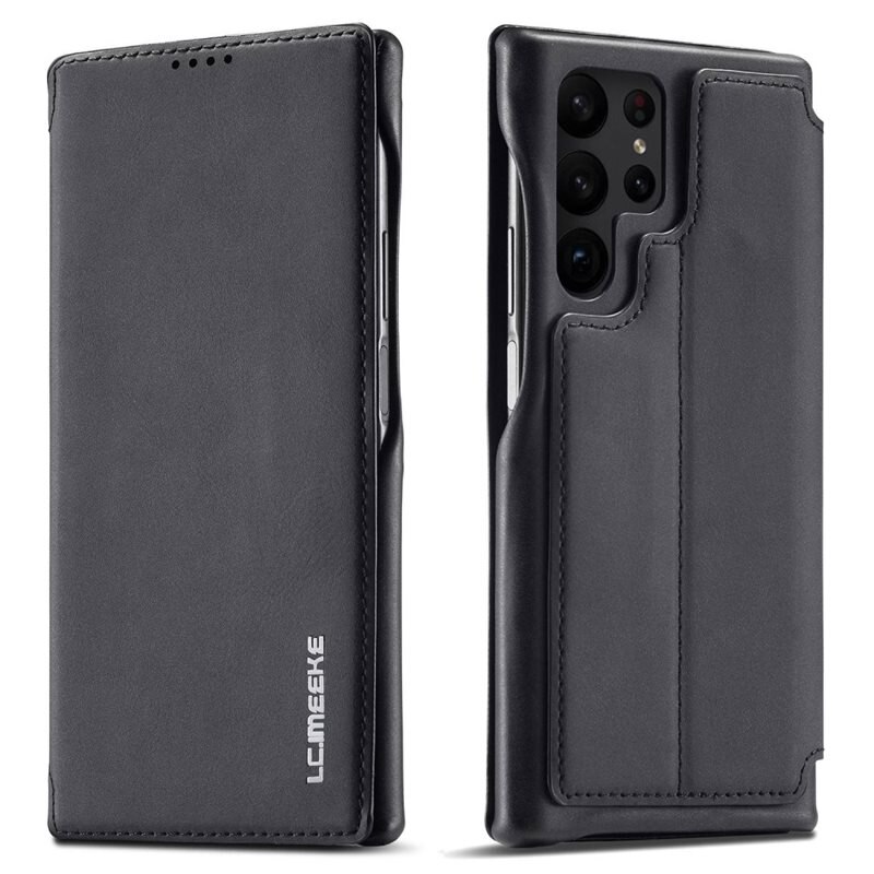 LC.IMEEKE Slim Bookcover hoesje Samsung Galaxy S23 Ultra zwart