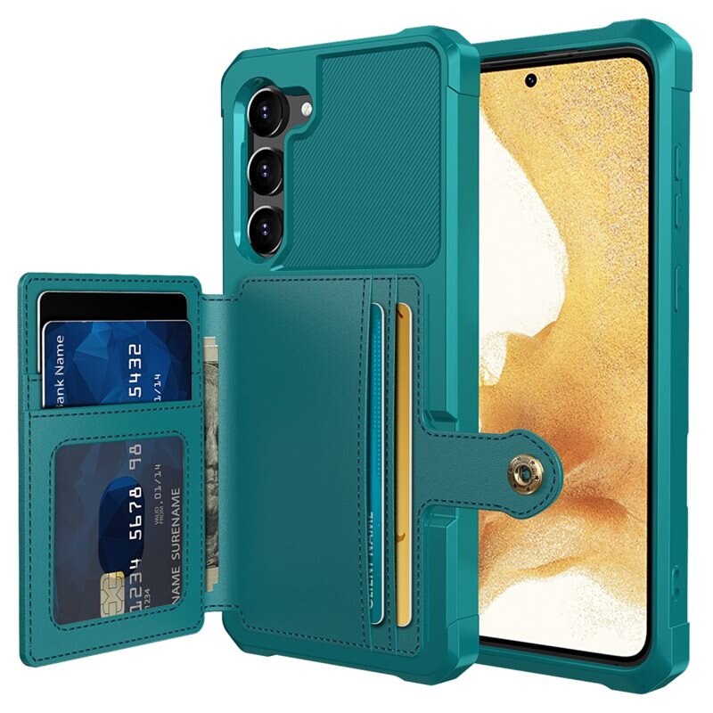 Samsung Galaxy S23 Tough Multi-slot Hoesje Groen - Beschermend hoesje met handig kaartvak in stoer design
