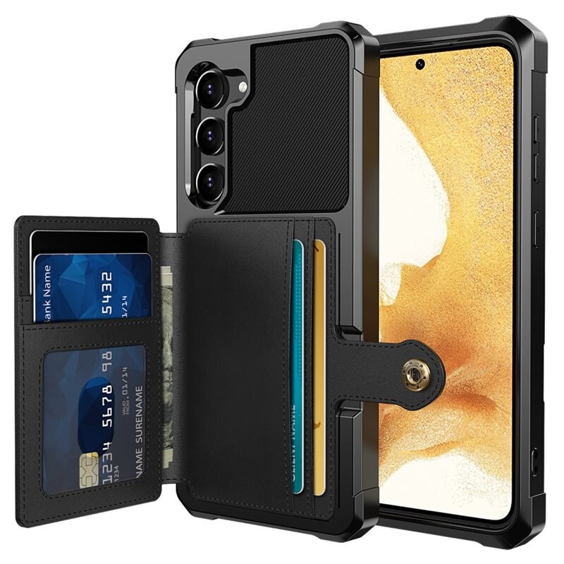 Samsung Galaxy S23 Plus Tough Multi-slot Hoesje Zwart - Beschermend hoesje met handig kaartvak in stoer design