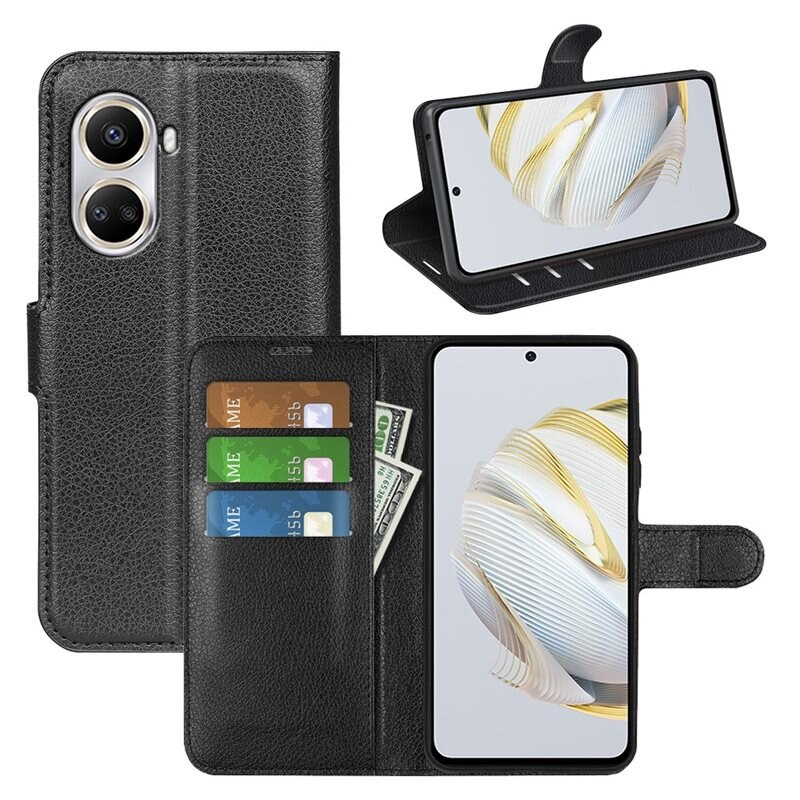 Huawei Nova 10 SE Smartphonehoesje Zwart - Portemonneehoesje met kaartvak en ingebouwde standaardfunctie