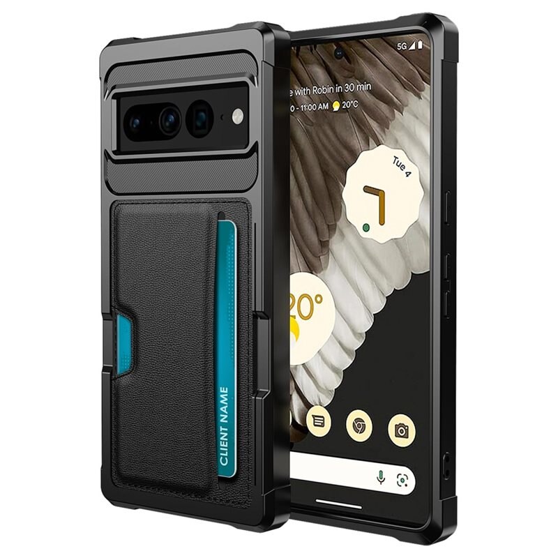 Google Pixel 7 Pro Tough Card Case zwart - Schokbestendig telefoonhoesje met pasjeshouder