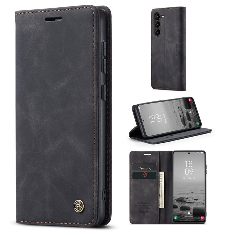 CaseMe Slim Bookcover Hoesje Samsung Galaxy S23 Zwart - Dun telefoonhoesje met pasjeshouder