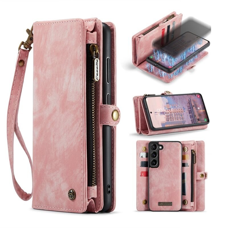 CaseMe Multi-slot Hoesje Samsung Galaxy S23 Plus Roze - Telefoonhoesje met plek voor extra veel pasjes - Pasjeshouder