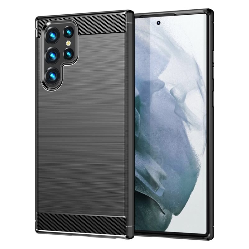 tectTech Hoesje TPU Brushed Samsung Galaxy S23 Ultra Zwart - Telefoonhoesje met stijlvol ontwerp