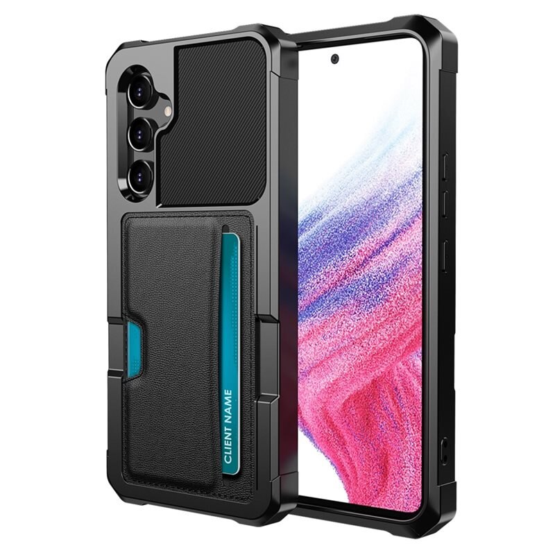 Samsung Galaxy A54 Tough Card Case zwart - Schokbestendig telefoonhoesje met pasjeshouder