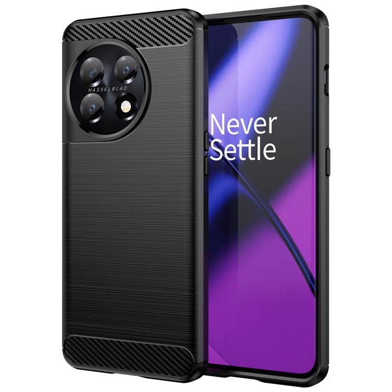 tectTech Hoesje TPU Brushed OnePlus 11 Zwart - Telefoonhoesje met stijlvol ontwerp