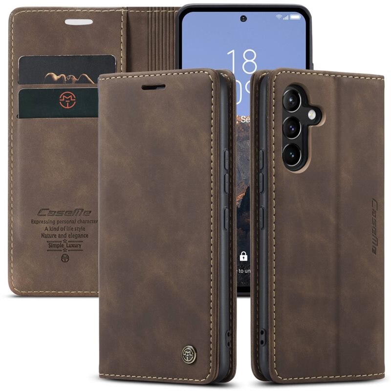 CaseMe Slim Bookcover Hoesje Samsung Galaxy A54 Bruin - Dun telefoonhoesje met pasjeshouder