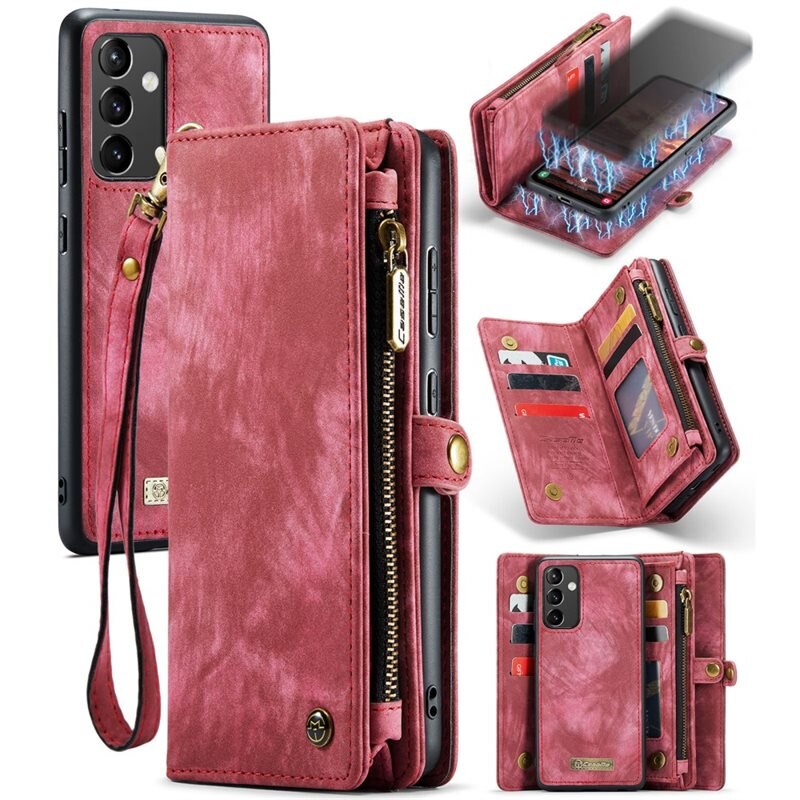 CaseMe Multi-slot Hoesje Samsung Galaxy A54 Rood - Telefoonhoesje met plek voor extra veel pasjes - Pasjeshouder