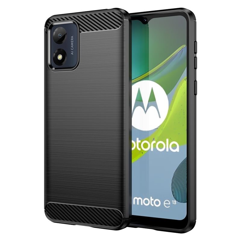 tectTech Hoesje TPU Brushed Motorola Moto E13 Zwart - Telefoonhoesje met stijlvol ontwerp