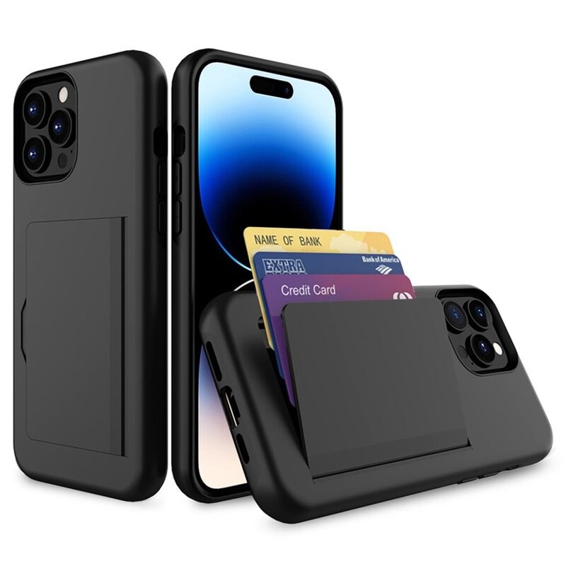 iPhone 14 Pro Hybridhoesje met Cardslot zwart