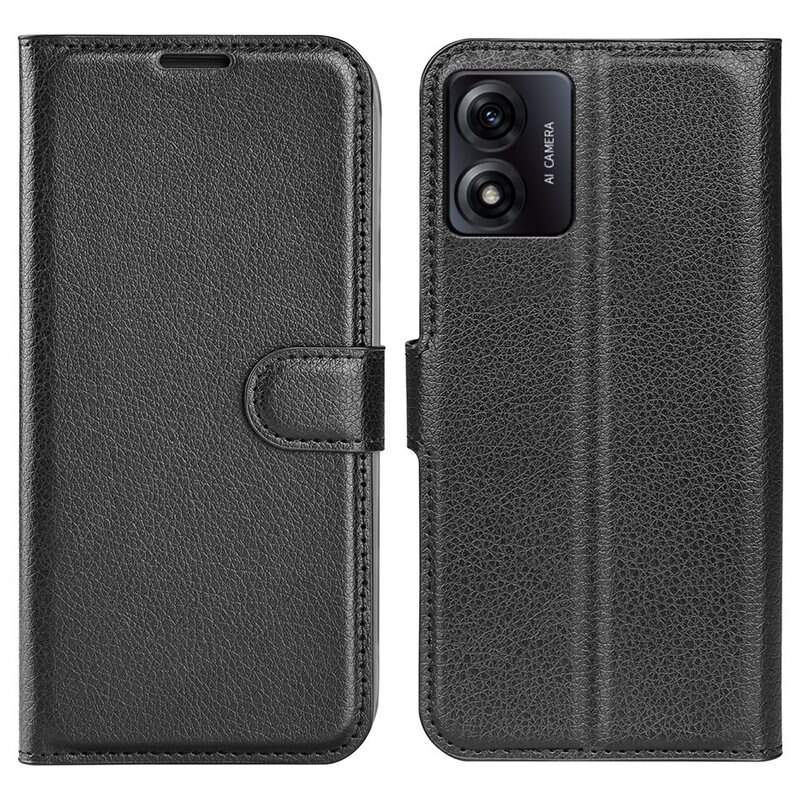 Motorola Moto E13 Smartphonehoesje Zwart - Portemonneehoesje met kaartvak en ingebouwde standaardfunctie