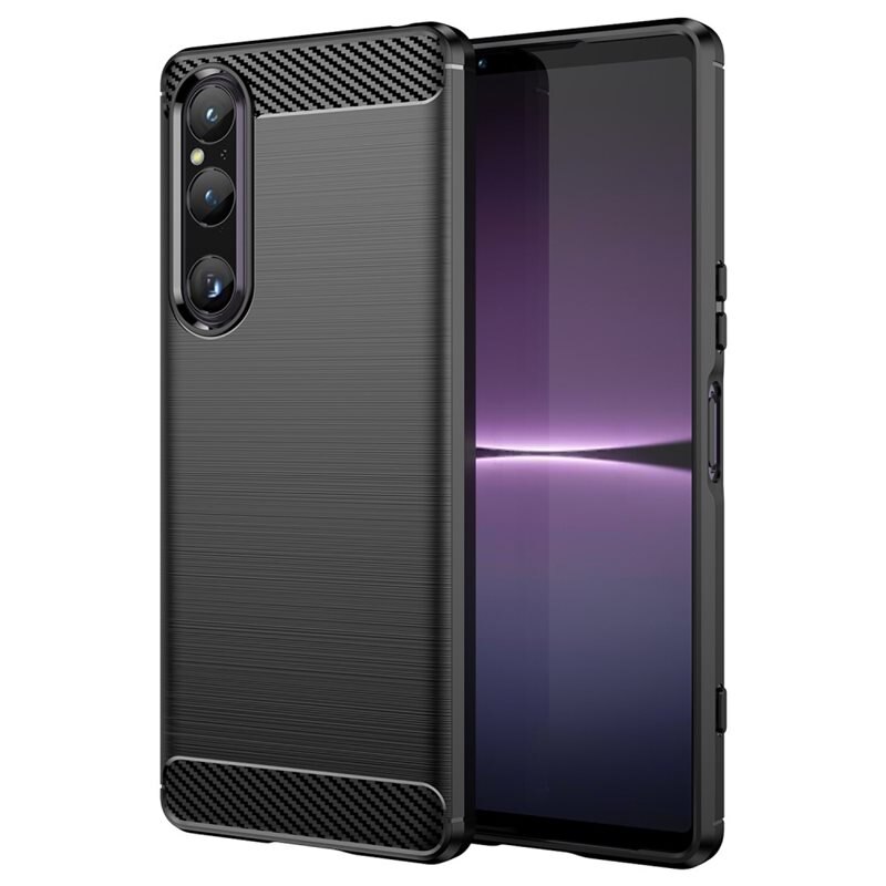 tectTech Hoesje TPU Brushed Sony Xperia 1 V Zwart - Telefoonhoesje met stijlvol ontwerp