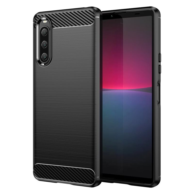 tectTech Hoesje TPU Brushed Sony Xperia 10 V Zwart - Telefoonhoesje met stijlvol ontwerp