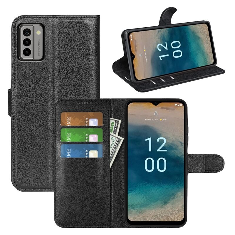 Nokia G22 Smartphonehoesje Zwart - Portemonneehoesje met kaartvak en ingebouwde standaardfunctie