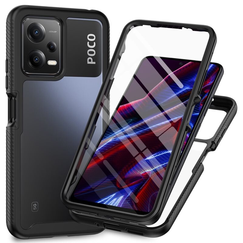 Xiaomi Redmi Note 12 Full Protection Hoesje Zwart - Volledig dekkend hoesje met gehard glazen schermbescherming