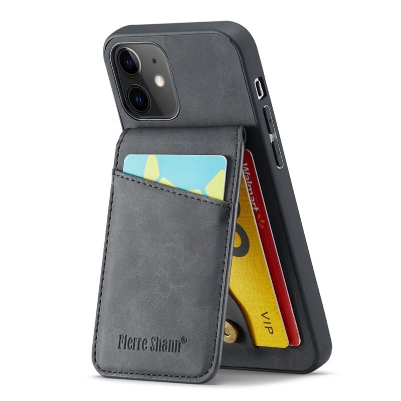Fierre Shann RFID blocking Multi-slot hoesje iPhone 12/12 Pro zwart