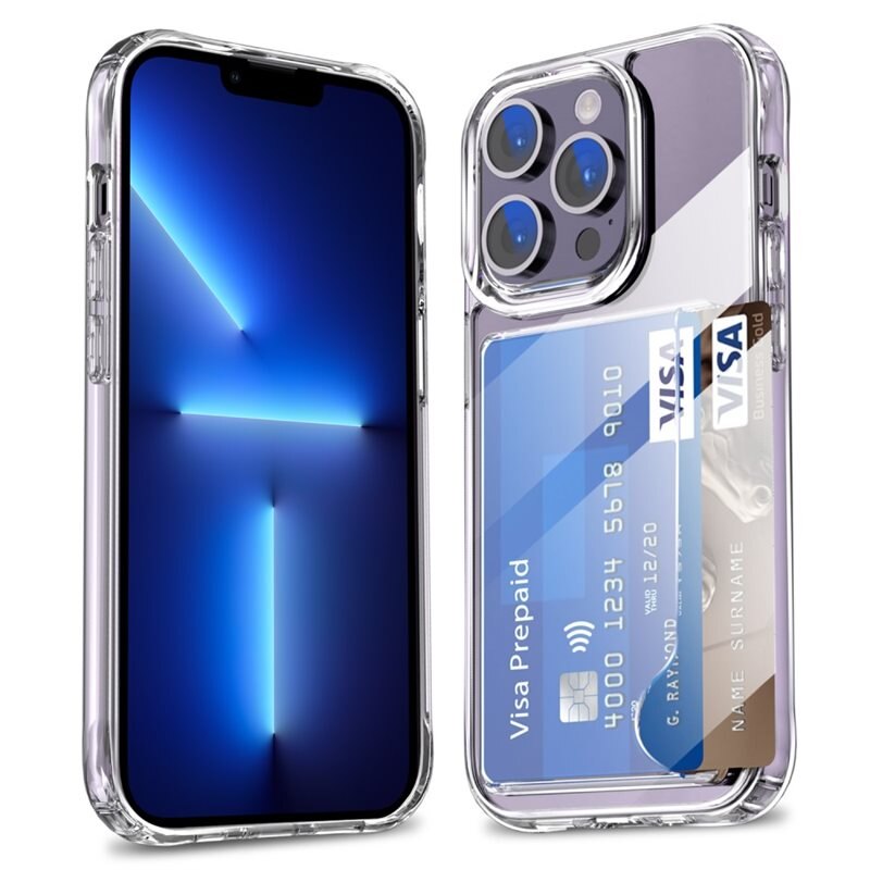 Hybridcase met Cardslot iPhone 13 Pro Transparant - Handig hoesje met kaarthouder
