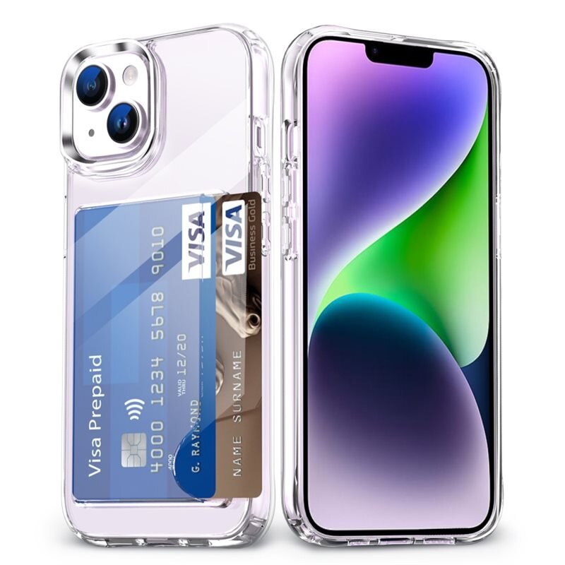 Hybridcase met Cardslot iPhone 14 Plus Transparant - Handig hoesje met kaarthouder