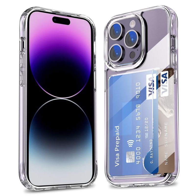Hybridcase met Cardslot iPhone 14 Pro Transparant - Handig hoesje met kaarthouder