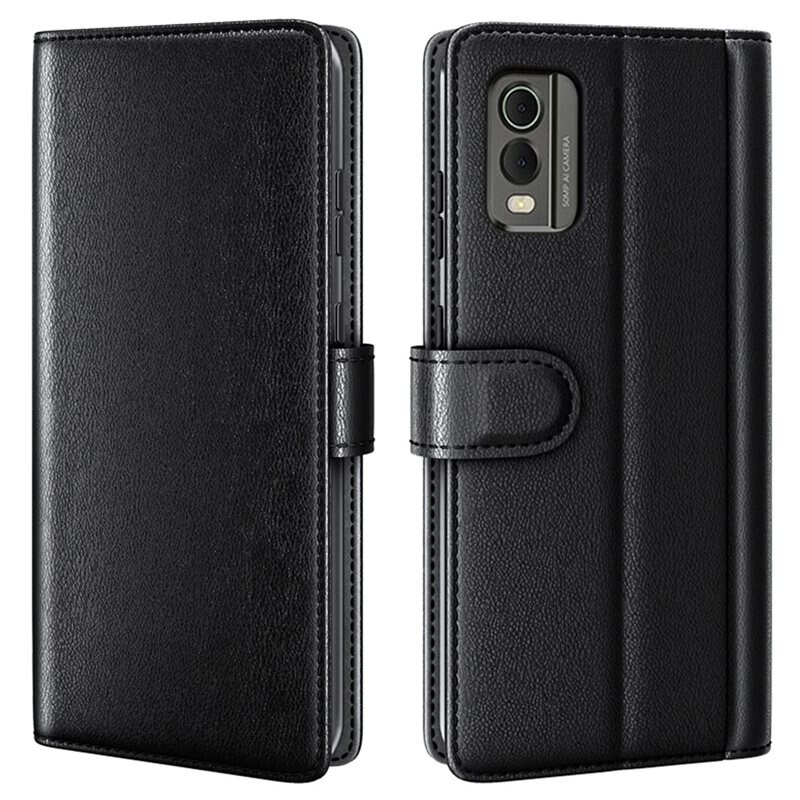 Nokia C32 Echt lederen hoesje Zwart - Klassiek boekhoesje met plek voor briefgeld en pasjes