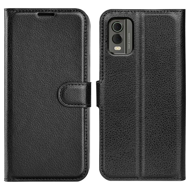 Nokia C32 Smartphonehoesje Zwart - Portemonneehoesje met kaartvak en ingebouwde standaardfunctie