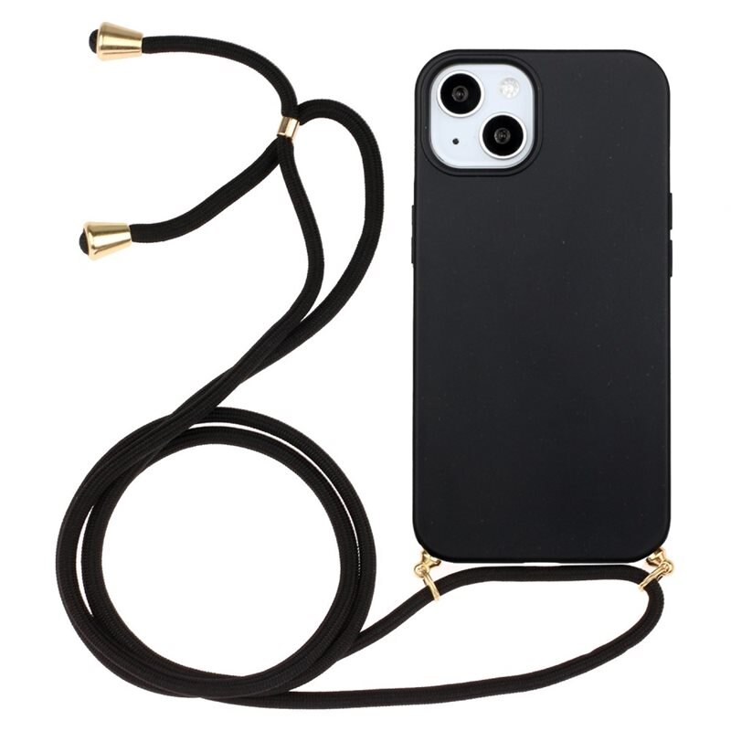 iPhone 15 Hoesje Halsband zwart - Hoesje met practische nekriem - Draagriem