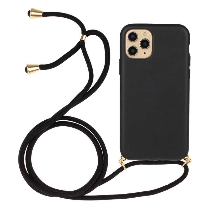 iPhone 15 Pro Hoesje Halsband zwart - Hoesje met practische nekriem - Draagriem
