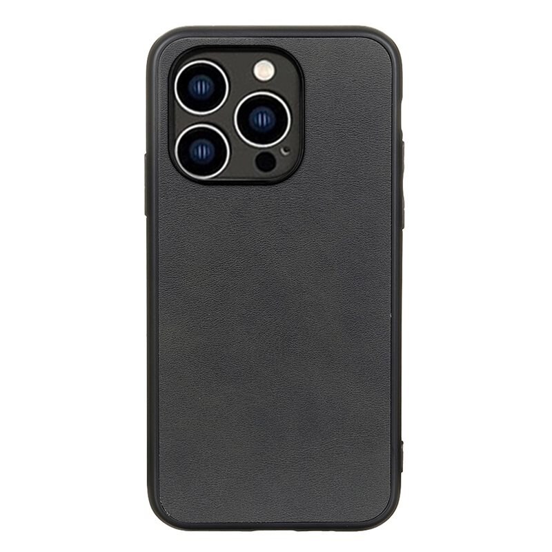 iPhone 15 Pro Leren hoesje zwart - Mooie leren telefoonhoesje