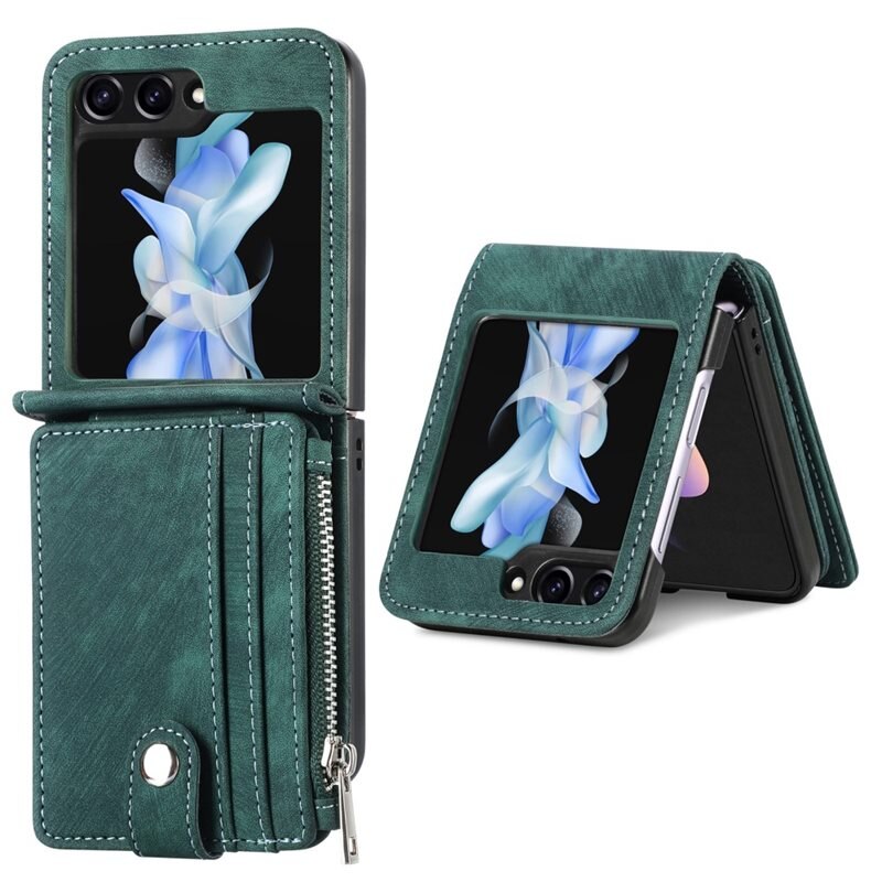 Samsung Galaxy Z Flip 6 Bookcover hoesje Multi-Slot Rits groen