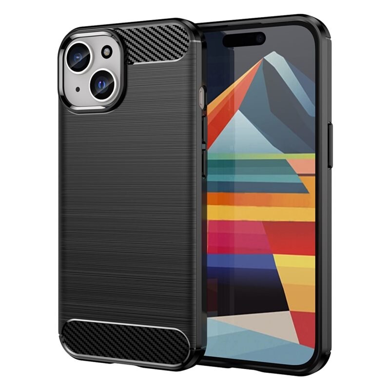 tectTech Hoesje TPU Brushed iPhone 15 Plus Zwart - Telefoonhoesje met stijlvol ontwerp