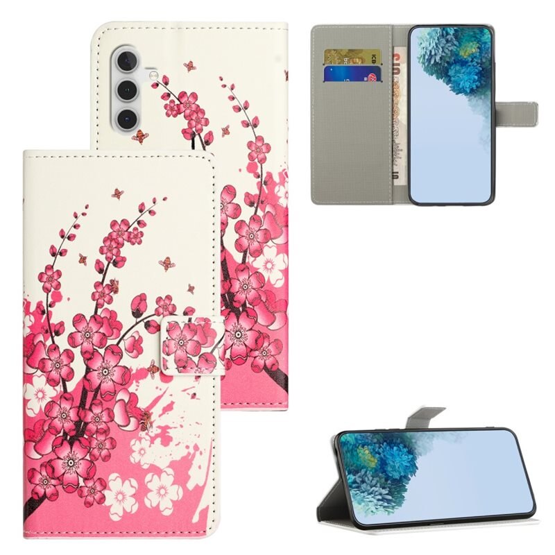 Samsung Galaxy S23 FE Bookcover hoesje Kersenbloemen - Telefoonhoesje met plek voor pasjes en briefgeld