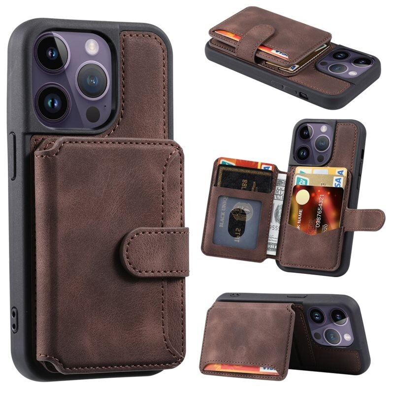 iPhone 15 Pro Max RFID blocking Multi-slot Hoesje bruin - Hoesje met ingebouwde portemonnee, RFID-bescherming