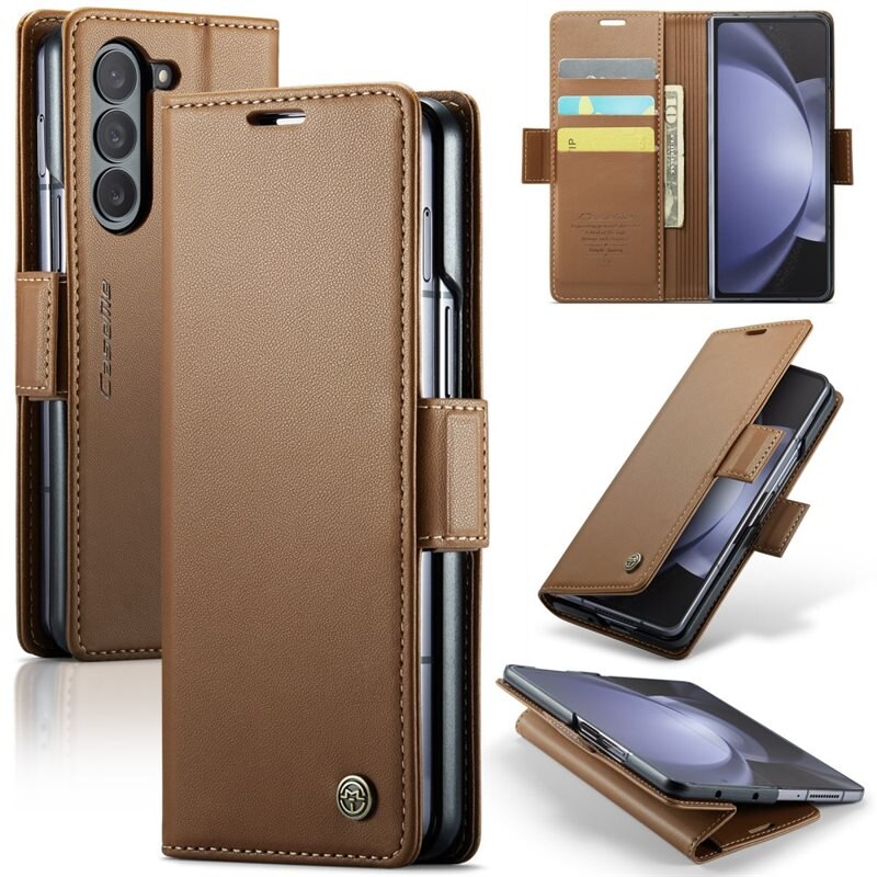 CaseMe RFID blocking Slim Bookcover hoesje Samsung Galaxy Z Fold 5 bruin