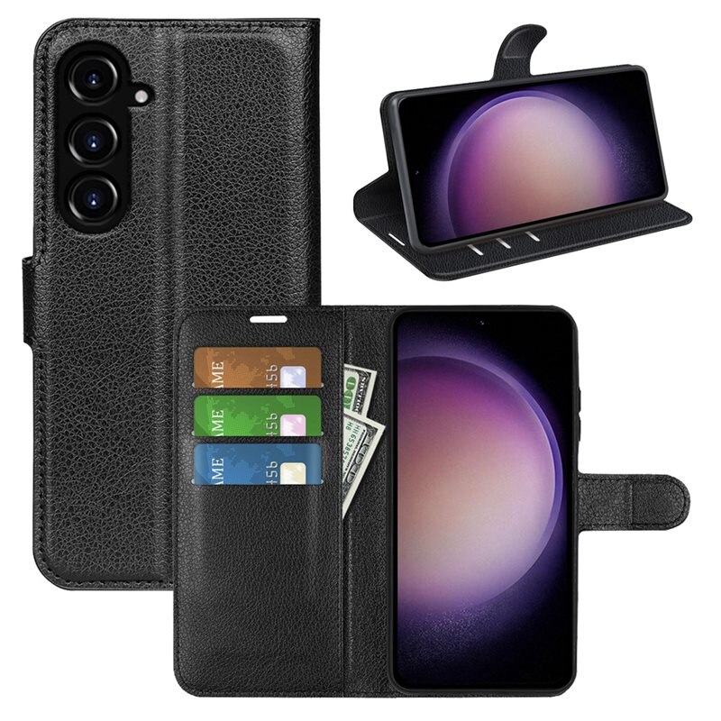 Samsung Galaxy S23 FE Smartphonehoesje Zwart - Portemonneehoesje met kaartvak en ingebouwde standaardfunctie