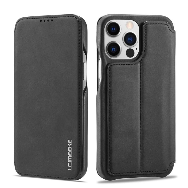 LC.IMEEKE Slim Bookcover hoesje iPhone 15 Pro zwart