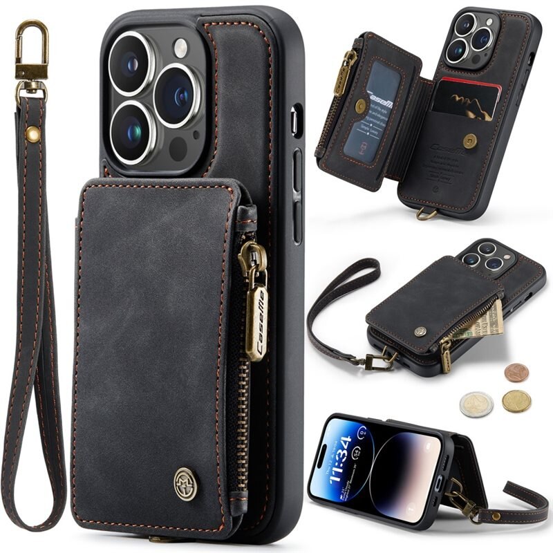 CaseMe RFID blocking Multi-slot hoesje iPhone 15 Pro zwart