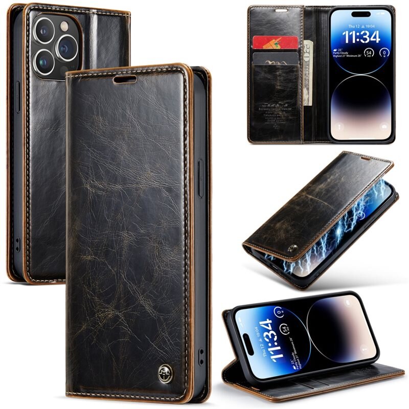 CaseMe Kunstleren hoesje iPhone 15 Pro bruin