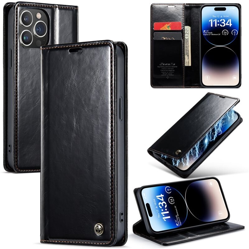 CaseMe Kunstleren hoesje iPhone 15 Pro Max zwart