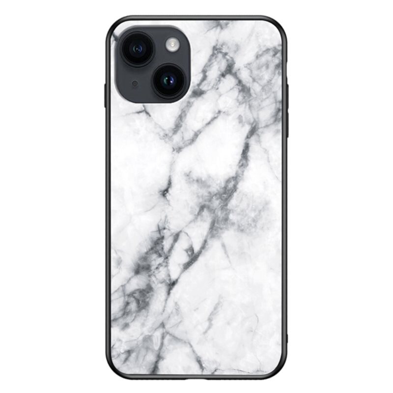 iPhone 15 Hoesje Gehard Glas wit marmer - Telefoonhoesje