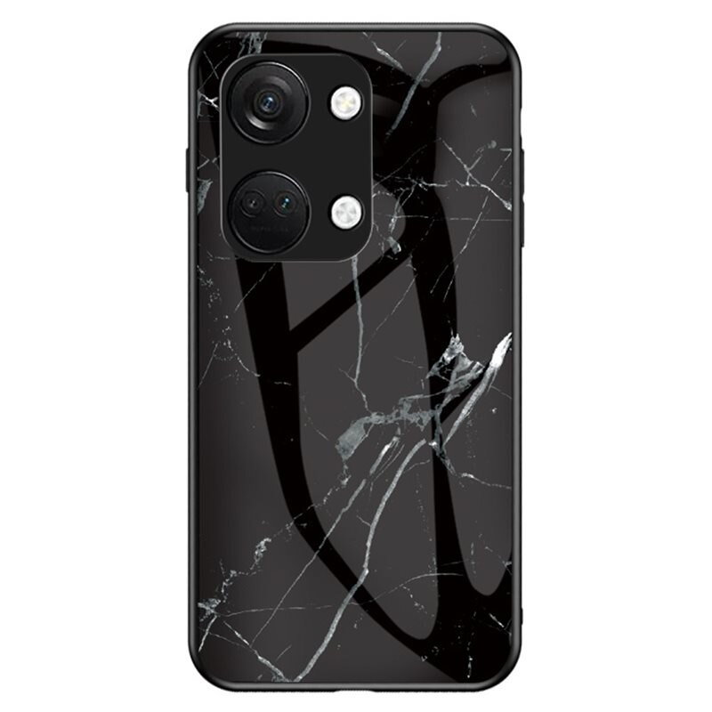 OnePlus Nord 3 Hoesje Gehard Glas zwart marmer - Telefoonhoesje