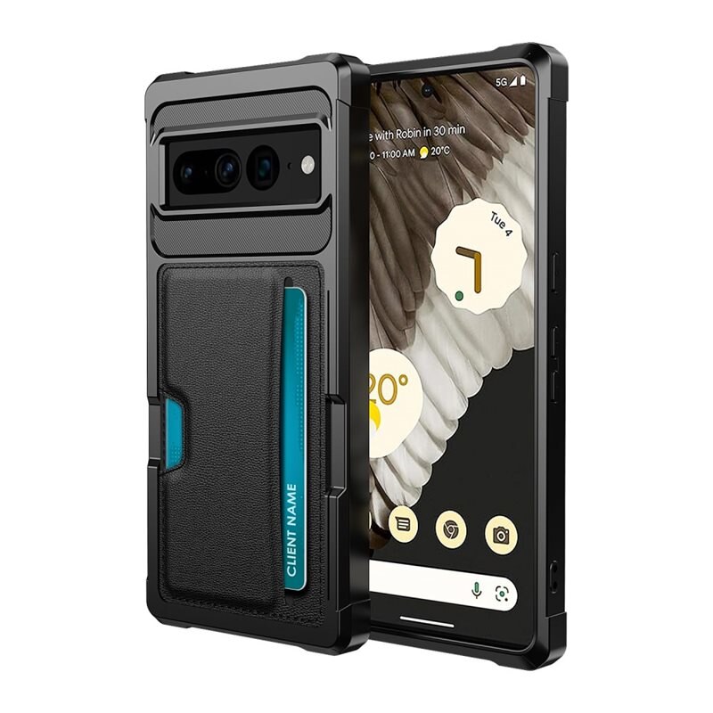 Google Pixel 8 Pro Tough Card Case zwart - Schokbestendig telefoonhoesje met pasjeshouder