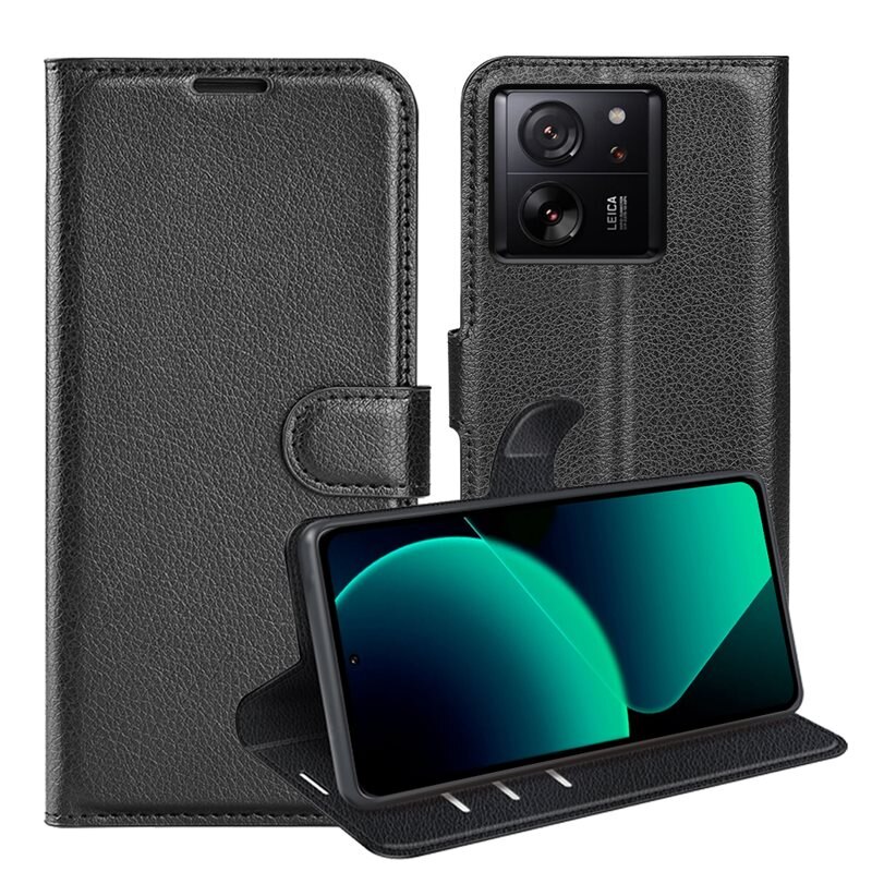 Xiaomi 13T Pro Smartphonehoesje Zwart - Portemonneehoesje met kaartvak en ingebouwde standaardfunctie