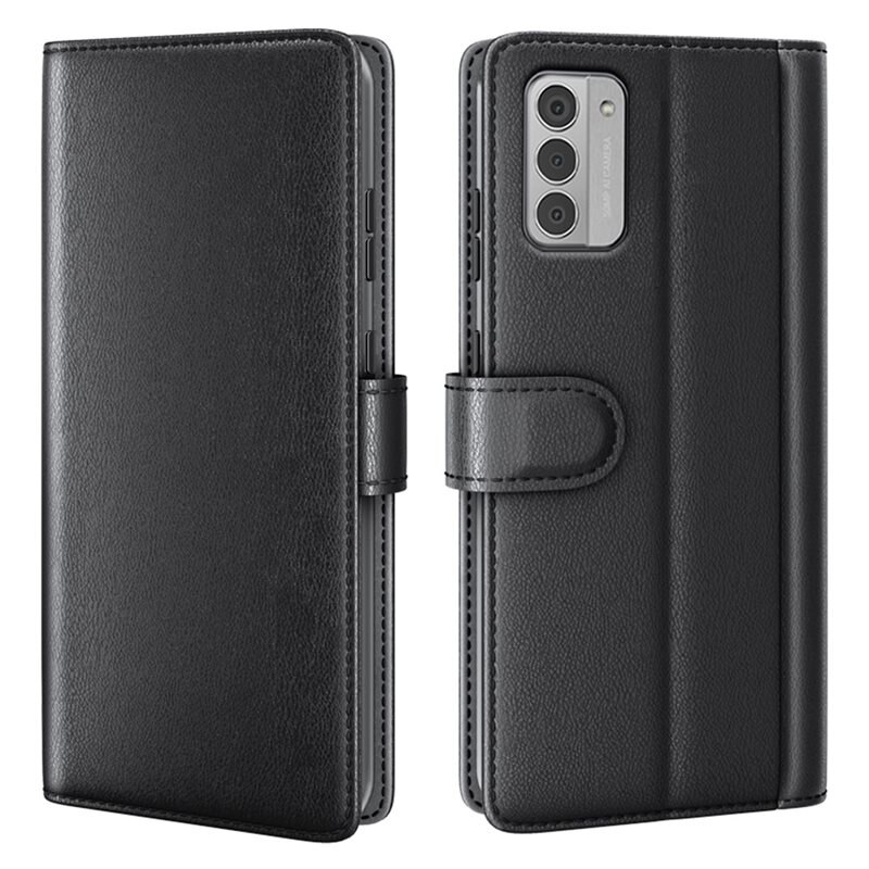 Nokia G42 Echt lederen hoesje Zwart - Klassiek boekhoesje met plek voor briefgeld en pasjes