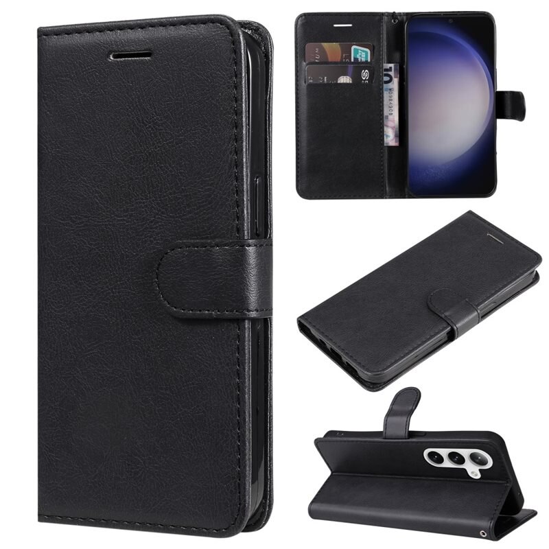 Samsung Galaxy S25 Bookcover hoesje zwart - Telefoonhoesje met plek voor pasjes en briefgeld