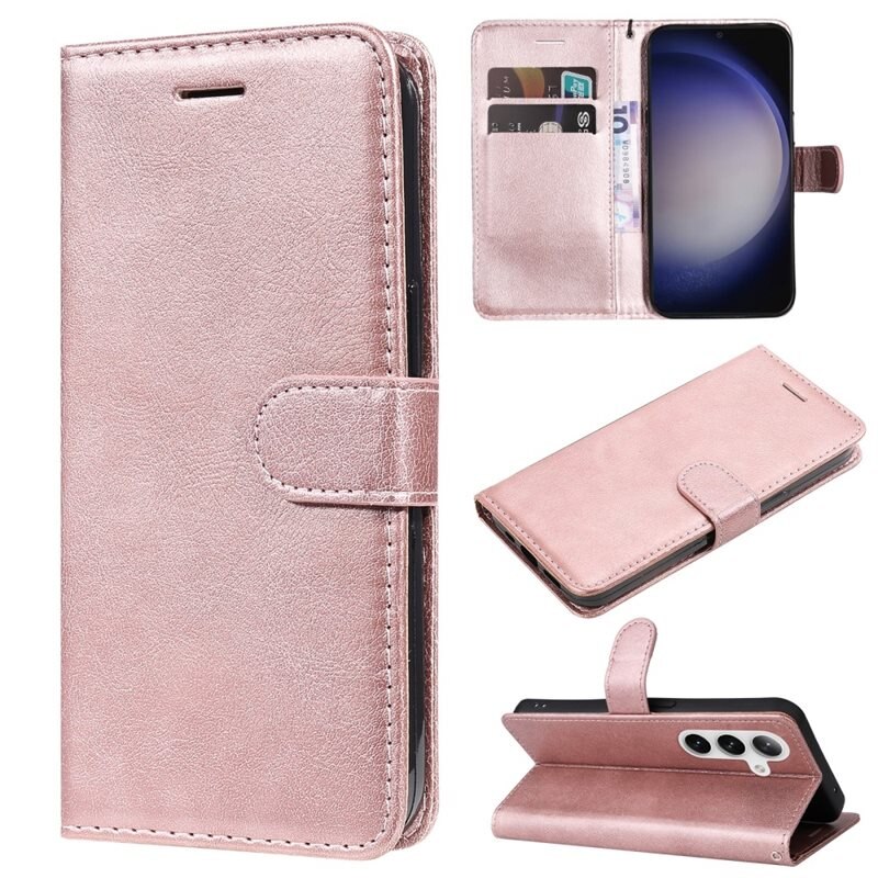 Samsung Galaxy S25 Plus Bookcover hoesje roze - Telefoonhoesje met plek voor pasjes en briefgeld