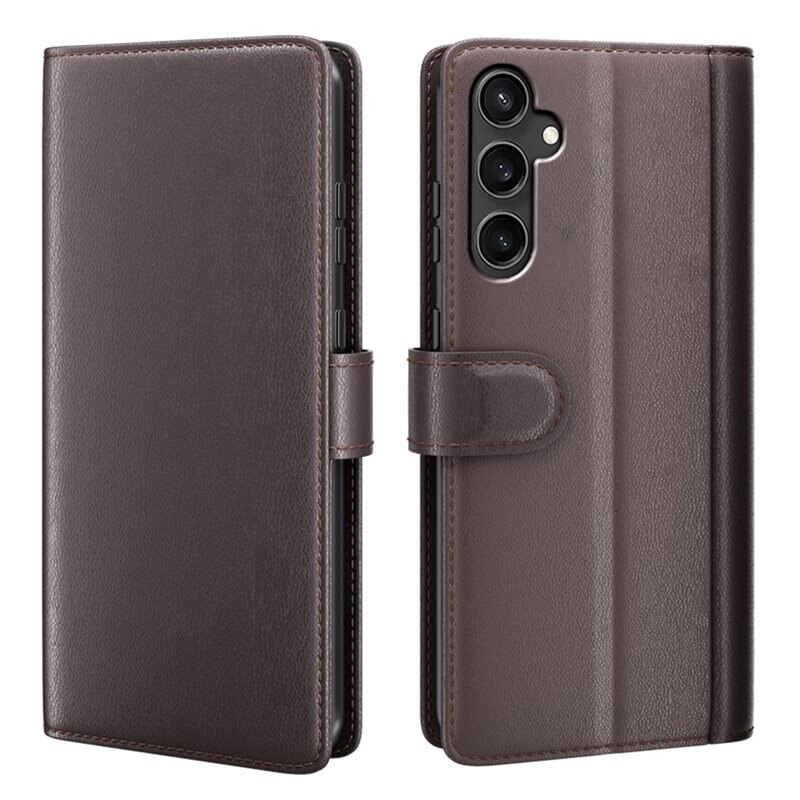 Samsung Galaxy S23 FE Echt lederen hoesje Bruin - Klassiek boekhoesje met plek voor briefgeld en pasjes