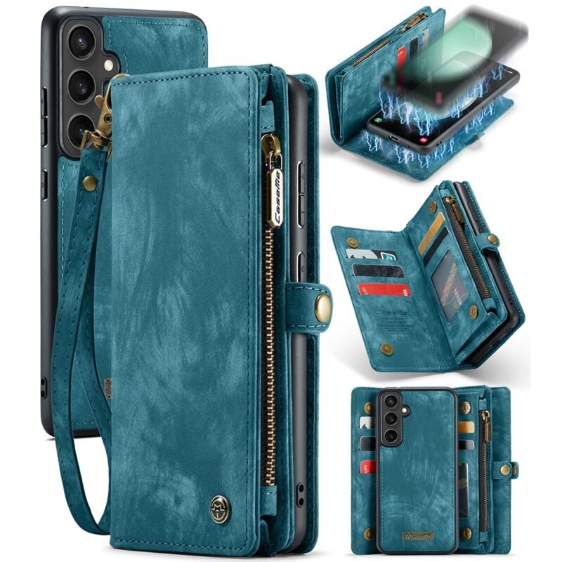 CaseMe Multi-slot Hoesje Samsung Galaxy S23 FE Blauw - Telefoonhoesje met plek voor extra veel pasjes - Pasjeshouder